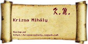 Krizsa Mihály névjegykártya